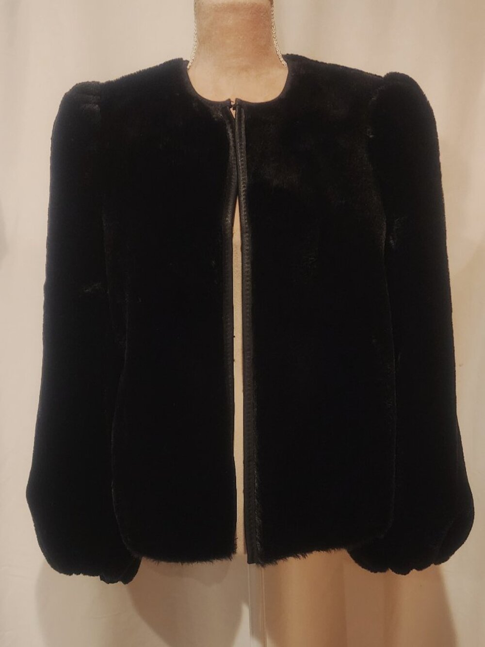 Max Studios London Faux Fur Puff Sleeve Jacket Sz L